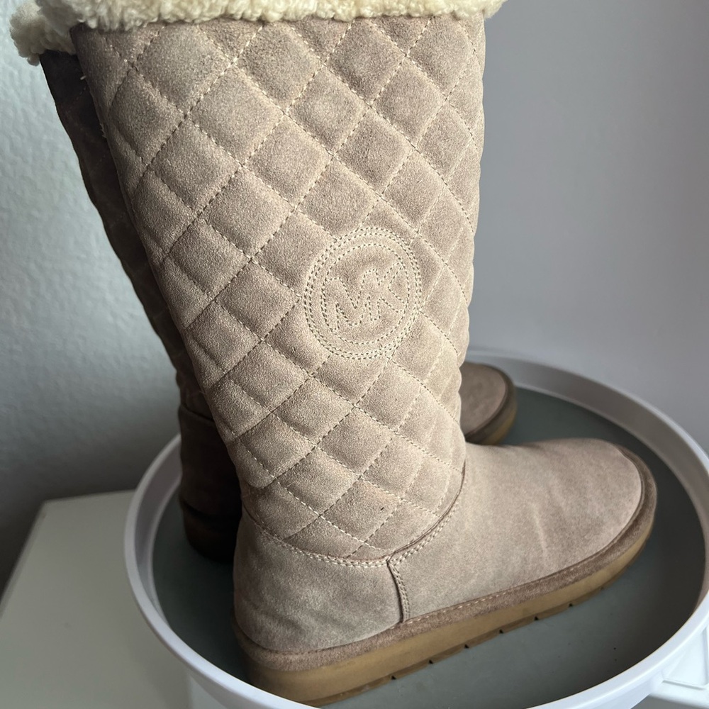 Michael Kors Quilted Tall Suede Boot with Fur Lining